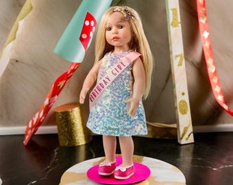 Roupa para boneca AG, vestido de sereia para aniversariante, presilha de cabelo, sapatos, boneca de 45 cm