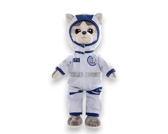 Husky Astronauta de Pelúcia, Cachorro Espacial Macio, 40 cm de Altura