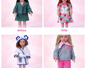 Conjunto com 4 peças de roupa para boneca American Girl de 45 cm (18"), incluindo vestido (boneca não incluída).