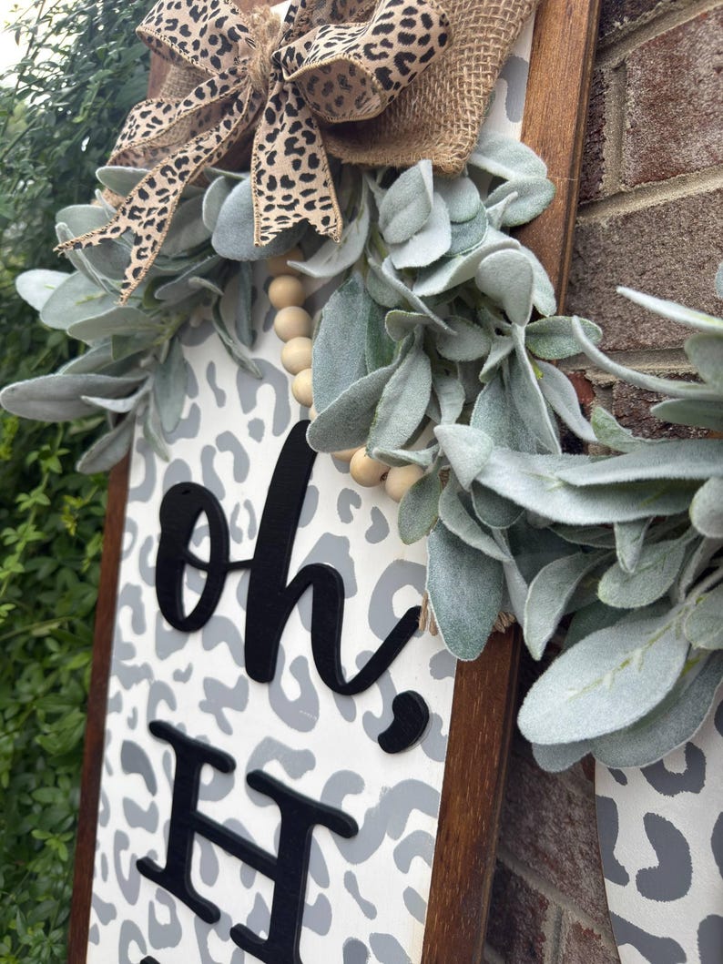 Cheetah Print Porch Leaner & Custom Door Hanger Set - Handmade Wood ...