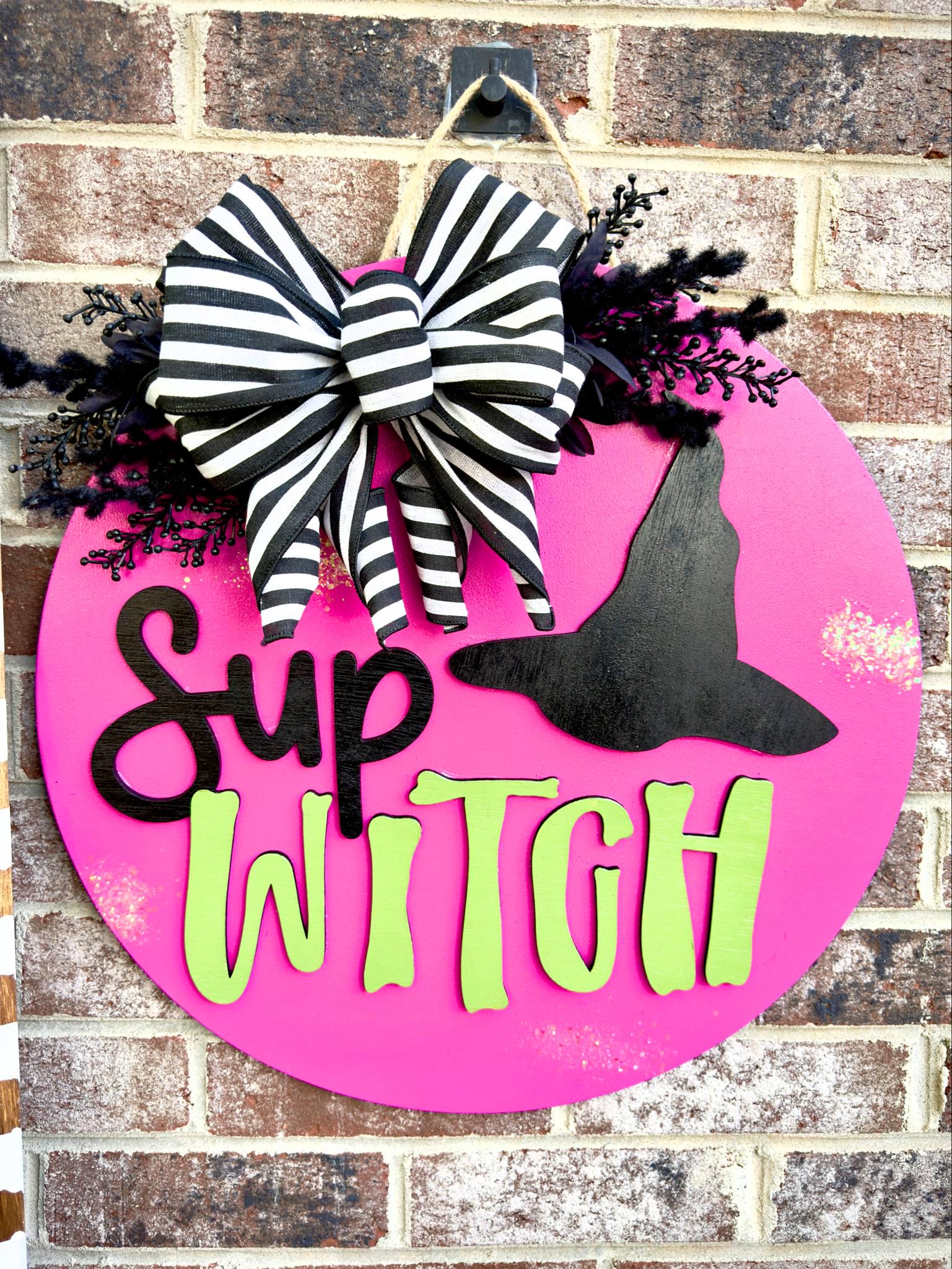 Hand-painted Halloween Door Hanger Set: Sup Witch & Welcome Monsters - Etsy