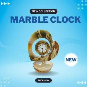Handcrafted Marble Heart Clock – 5 Inch Elegant Table Decor | Unique Desk Clock | Onyx Stone Timepiece | Luxury Gift for Home & Office