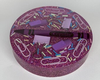 Handmade Teacher Coaster with Real Stationery, Appreciation Gift