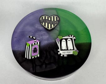 Handmade Beetlejuice Coaster - Unique Movie Fan Gift, Halloween Decor