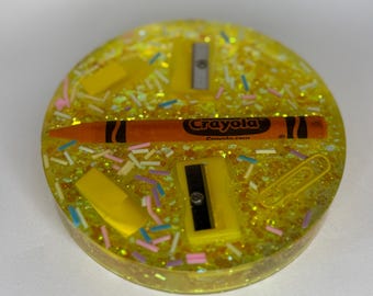 Handmade Teacher Coaster with Real Stationery, Appreciation Gift