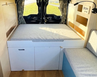 CNC Camper Bed Plans – Pull-Out Camper Bed Unit with Storage for Medium Vans – Diy Sliding Van Bed Frame – DXF/DWG + Building Guide