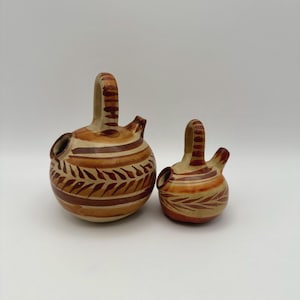 Tonala Pottery Water Jugs: Hand Crafted Mexican Vessel Set
