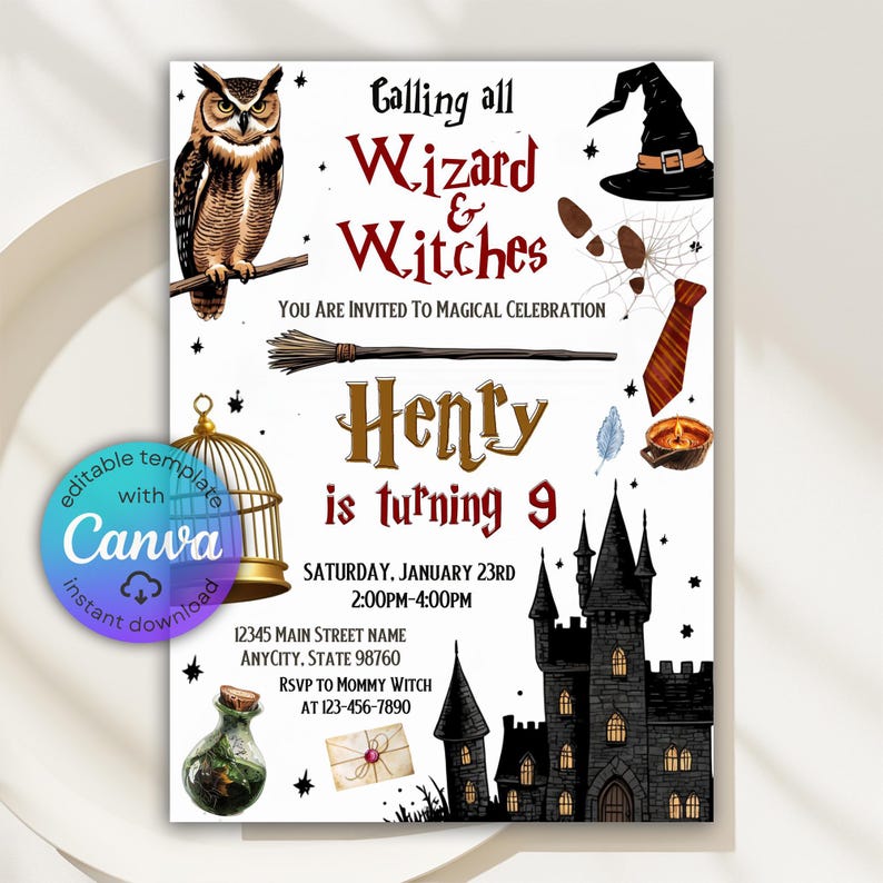 Practical Magic Invitations Editable Magical Invitation, Wizards Witches Birthday Invitation, Magic ...