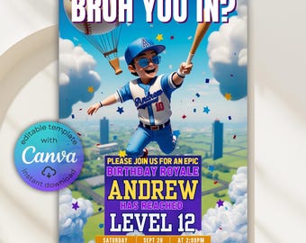 Baseball Birthday Invitation, Rookie of the Year, Sports Party (Digital Template)