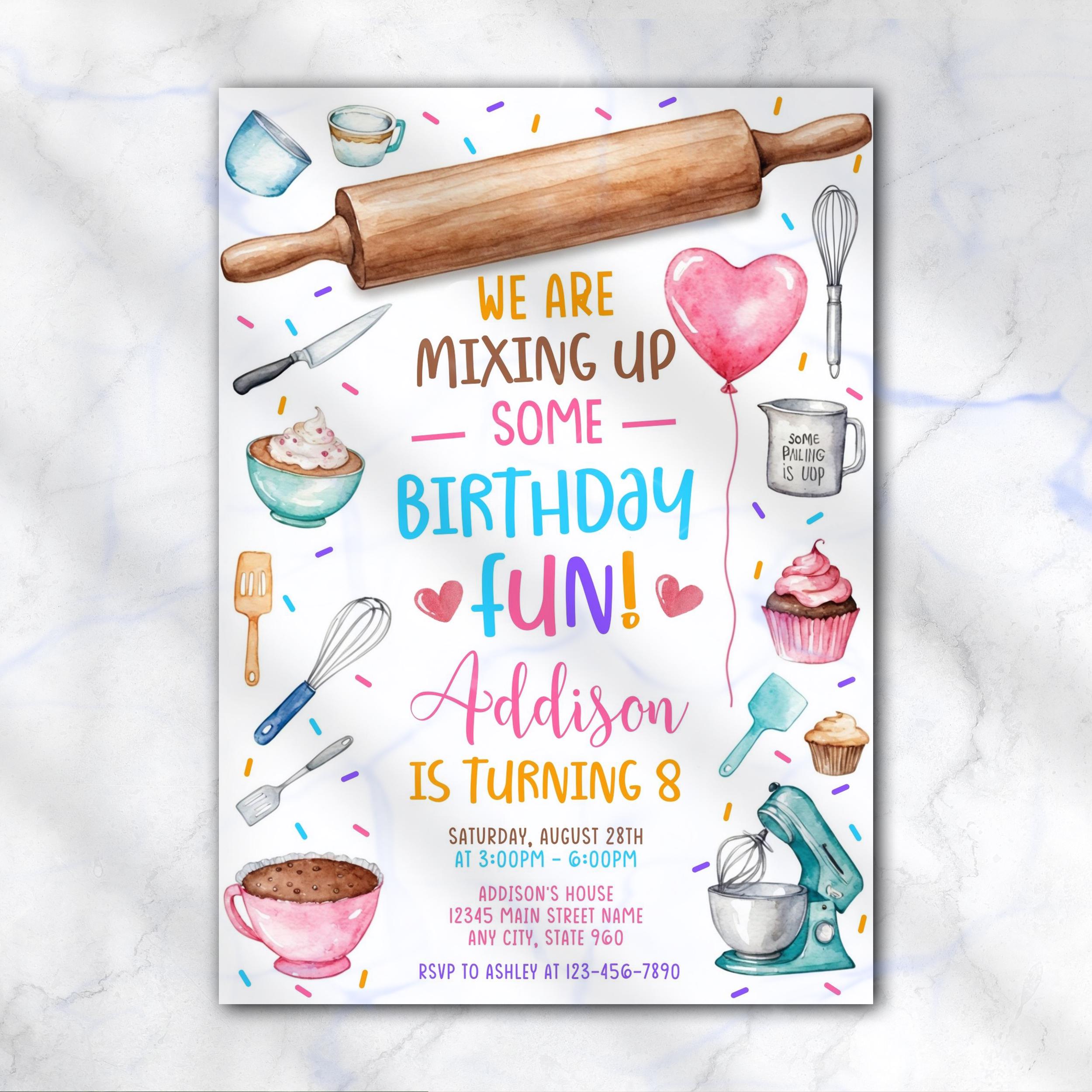 Baking Party Invitation, Baking Birthday Invitation, Chef Cooking Party ...