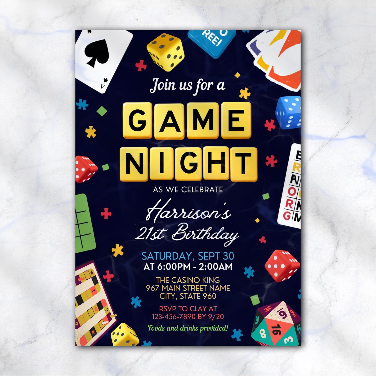 Editable Game Night Invitation, Game Invitation, Board Game Party ...