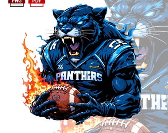 Fierce Panther Mascot PNG: Football Team Sublimation Design ( Digital Download )