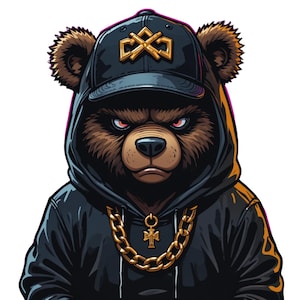 Gangsterbeer PNG: hiphop-graffiti teddy-clipart (digitale download)