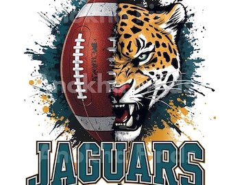 Jaguars Football Art Print | Split Animal Helmet Style Sports Poster | Game Day Wall Décor | Digital Download