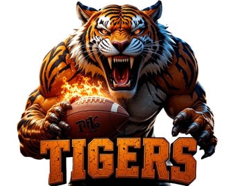 Fierce Tiger Football Mascot PNG: Sublimation Design (Digital Download)