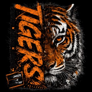 Tiger Typography PNG | tigers mascot png | tiger face sublimation  | transparent png | POD| School Spirit Sports Team PNG | Digital Download
