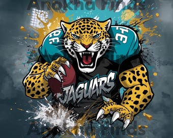 Jaguar voetbalmascotte png, pdf, SVG | School Spirit-sublimatieontwerp (digitale download)