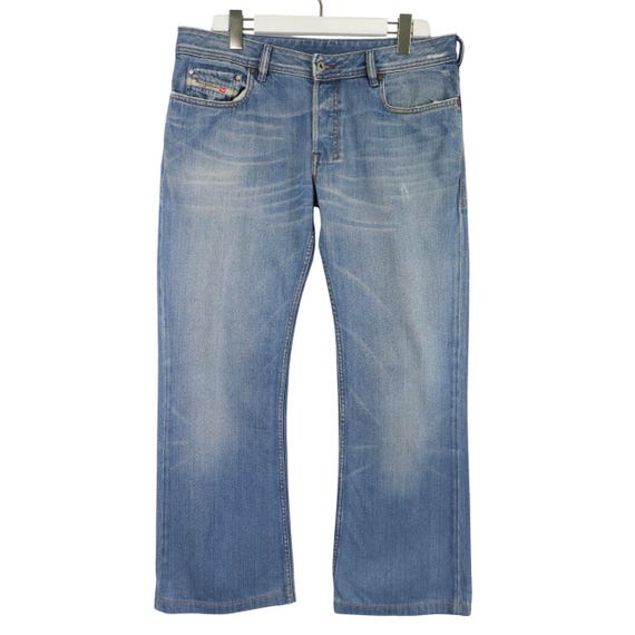 DIESEL Zathan Jeans Men's W33 L30 Fade Effect Whiskers Button Fly