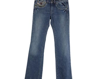 Jeans DIESEL Ronhar Stretch 008BL pour femme W26/L32 effet vieilli bleu moustache