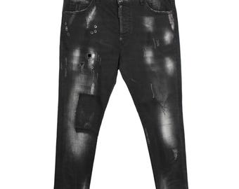 Jeans DSQUARED2 Homme (UE) 50 déchiré délavé coupe fuselée braguette à boutons effet vieilli