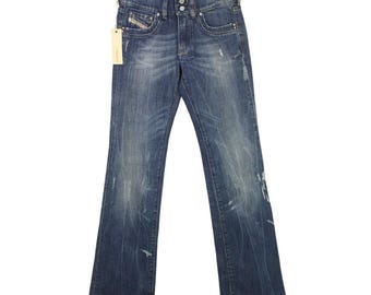 DIESEL Ronhar 008SV_Jeans elasticizzati da donna W24/L32 con zip effetto usurato e baffi blu