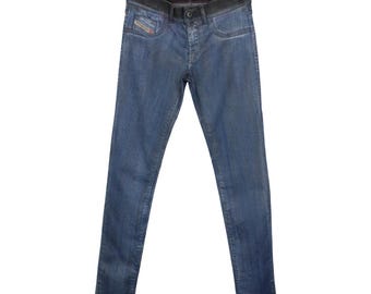 DIESEL Livier Super Slim-Jegging 0604M Stretch Jeans Women's W26 Waxed Look Zip