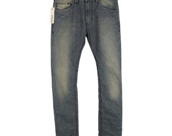 Jeans DIESEL Thavar Slim-Skinny 0810X da uomo, taglia W28/L32, a righe sottili, con zip, in denim slavato.