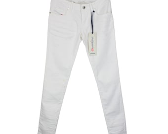 DIESEL Grupee-Ne 0672D Jogg Jeans Women's W25 Distressed Zip Fly White Denim
