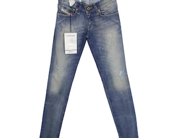DIESEL Getlegg Slim-Skinny Low Waist 0809B Jeans elasticizzati da donna W23/L32 strappati