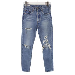 LEVI&#39;S 501 S プレミアム ビッグE ジーンズ レディース W25/L30 リップド ディストレスト スリム フェード