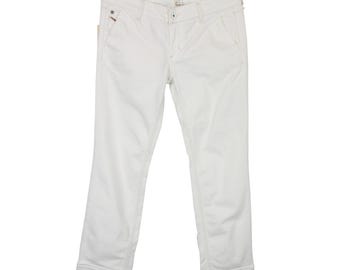 Jeans DIESEL Kygio 008AC da donna, taglia W28, vestibilità affusolata, chiusura con zip, denim bianco