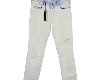 DIESEL D.N.A Sandy Regular Slim-Straight 0674A Jeans da donna W28/L30 con zip effetto usurato