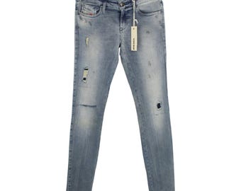 DIESEL Skinzee-Low Super Slim-Skinny 0851G Jeans Stretch da donna, taglia W26/L32, blu