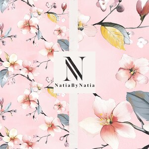 Sakura Seamless Pattern: Spring Cherry Bloom Digital Paper (Commercial Use) (Digital Download)