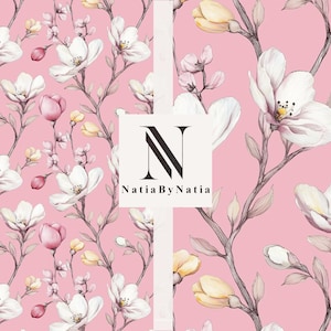 Sakura Floral Pattern: Spring Cherry Bloom Digital Paper (Commercial Use)