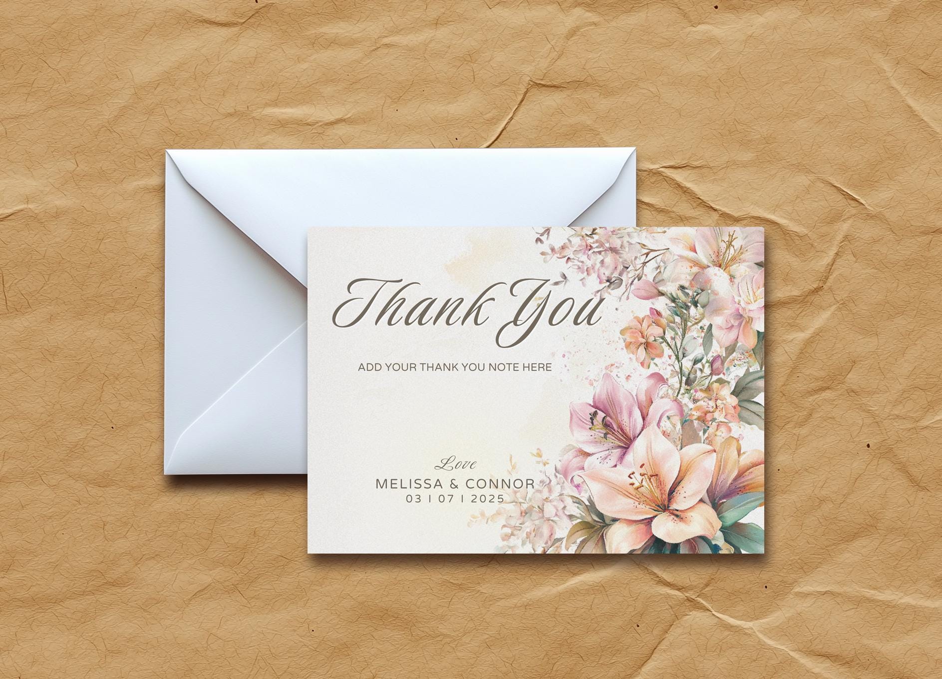 Vintage Lily Floral Thank You Card Set: Elegant Botanical Design (canva ...