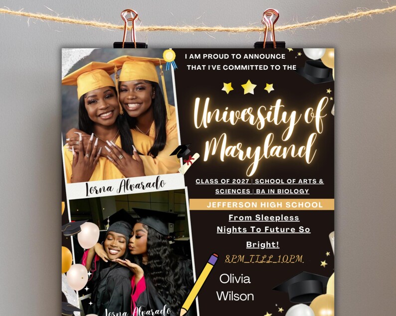 College Committed Text College Decision Day Flyer Template | Editable Canva Graduation ...
