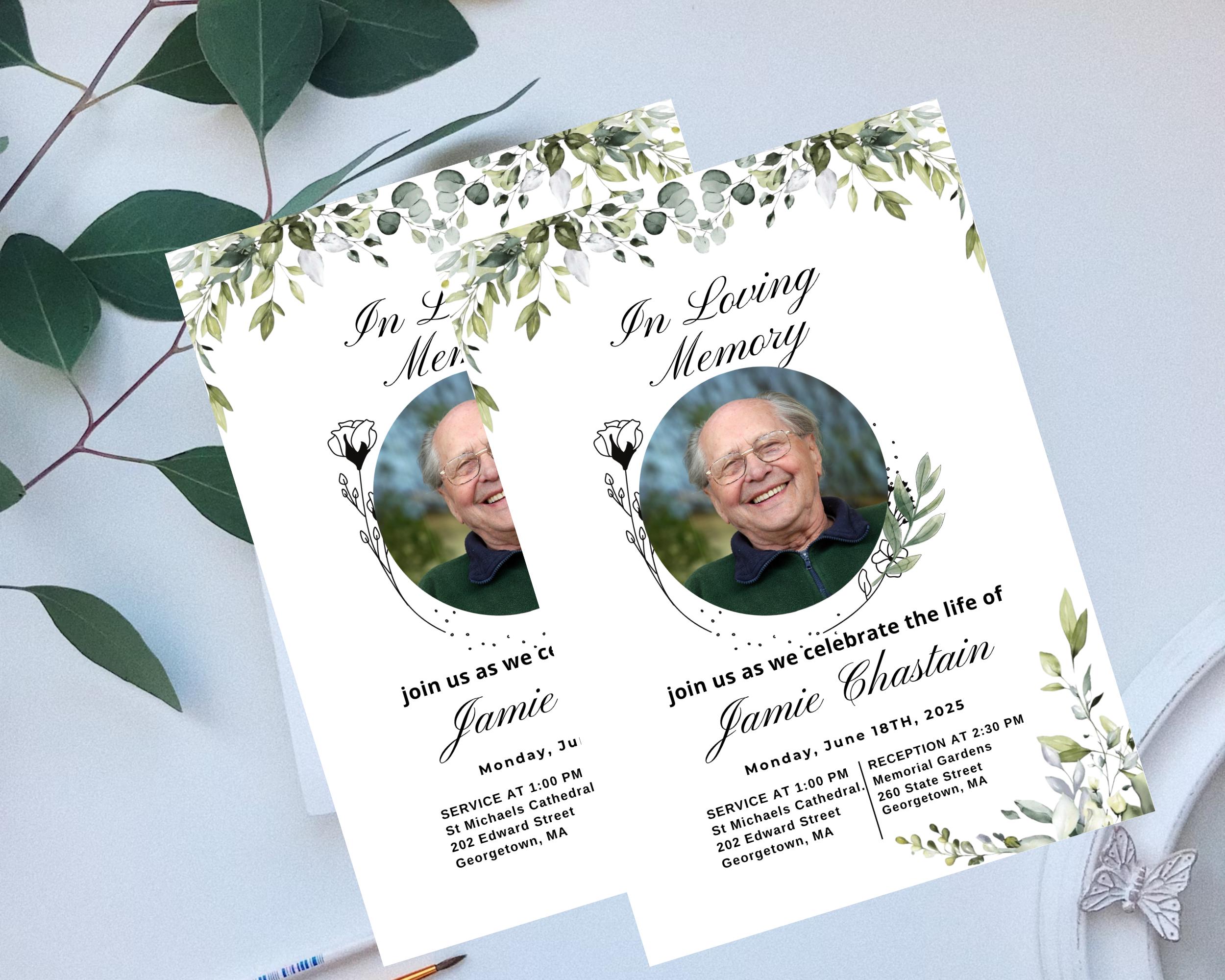 Funeral Invitation | Canva Editable Digital Memorial Announcement ...