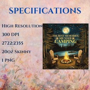 Camping Tumbler Wrap, 20 oz skinny tumbler wrap, Camping Sublimation Designs, Best Memories Camping, Outdoor Tumblers, Camping PNG SVG File image 4