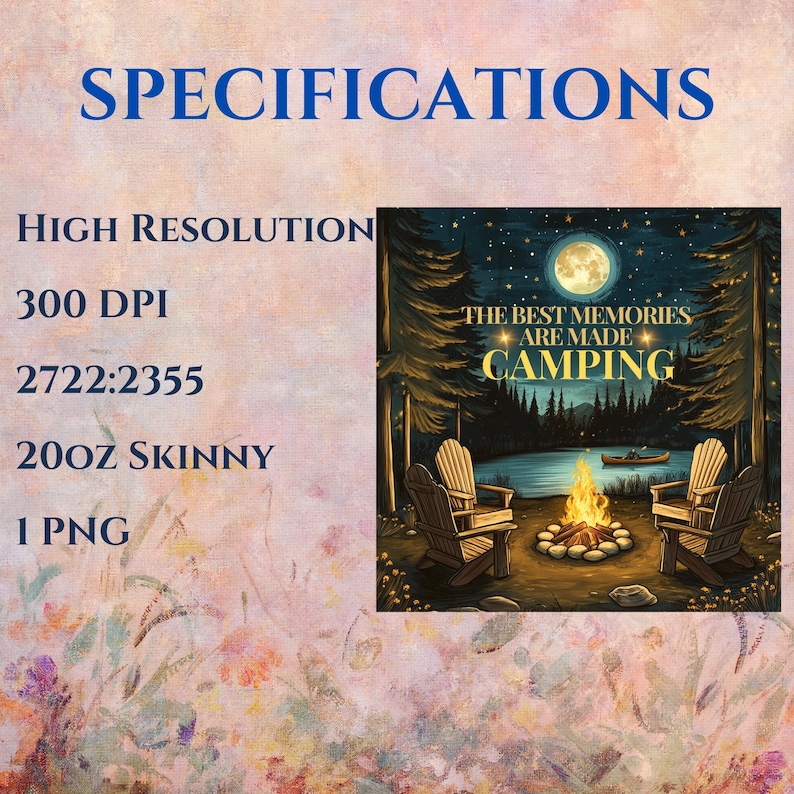 Camping Tumbler Wrap, 20 oz skinny tumbler wrap, Camping Sublimation Designs, Best Memories Camping, Outdoor Tumblers, Camping PNG SVG File image 4