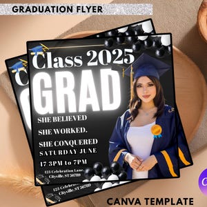 Volantino per laureati, volantino per festa di laurea, invito per laureati, decisione universitaria, volantino per la classe del 2025, volantino Canva per annuncio laureandi