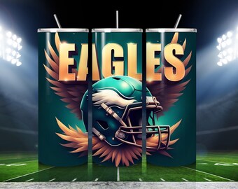 Eagle Football Tumbler Wrap: 20oz Skinny Sports Sublimation Design (PNG Digital Download)