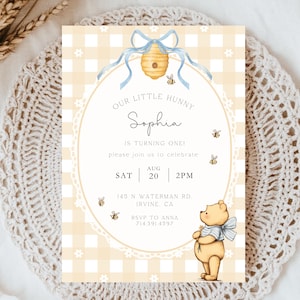 Winnie the Pooh Invitation | Pooh Bear Invite | Little Hunny | Template | Winnie the Pooh Invitation girl | Winnie the pooh birthday invite