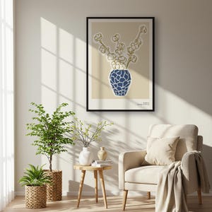 Jarrón botánico minimalista para pared, estampado floral moderno, decoración bohemia escandinava, regalo para amantes de las plantas, ideal para dormitorio o sala de estar.