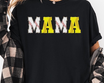 Maglietta da softball e baseball per mamme, maglietta sportiva per mamme, maglietta sportiva per mamme, regalo per mamme di softball, maglietta per tifosi di baseball, squadra per mamme
