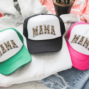 Mama Trucker Hat, Mama Hat, Mom Gift, Gift for Her, Leopard Print Mama Hat, Mom Cap, Cheeta Mama Hat