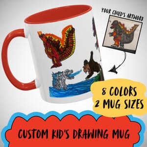 Personalized Kids Drawing Mug, Custom Childs Illustration Coffee Cup, Mother&#39;s Father&#39;s Day Gift, Custom Kids Artwork Mug, Children&#39;s Art