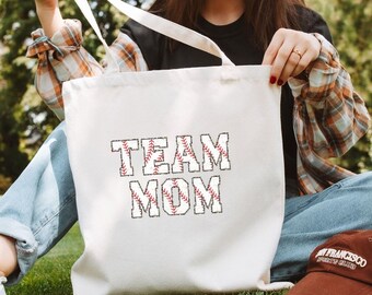 Team Mom Tote Bag, Baseball Tote Bag, Baseball Bag, Snack Bag, Game Day Tote, Reusable Bag, Grocery Bag