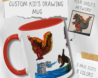 Taza personalizada con dibujo infantil, taza de café con ilustración infantil personalizada, regalo para el Día de la Madre o el Día del Padre, taza con ilustraciones infantiles personalizadas, arte infantil