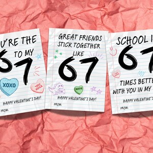 Message 67 Printable 67 Valentine's Day Cards for Kids and Teens, Slang 6-7 V-day ...
